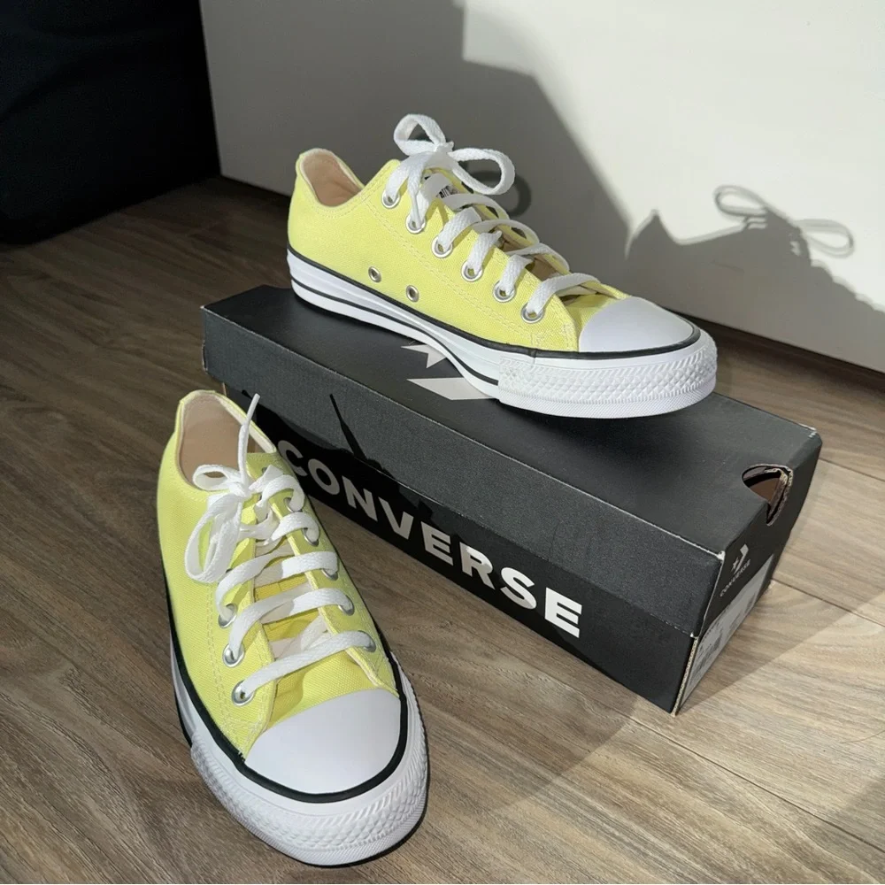 Converse Low Top Canvas Sneakers in Yellow and White - Picture 1 of 5